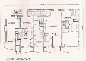 Spruce St. bldg downstairs (l-r F, E, Comn, B, A)